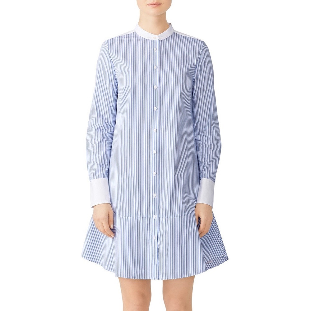 Tory Burch Blue and White Striped Shirt Dress